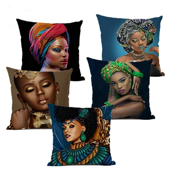 Africká Žena, Portrét Tištěné Povlečení Cottton Sedáku kryt Pro Pohovku Afro Abstraktní Hodit Polštář Dekorativní povlak na Polštář
