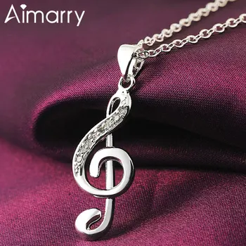 Aimarry 925 Sterling Silver Hudební Symbol AAA Zirkon Přívěsek Náhrdelník Pro Ženy Kouzlo Party Svatební Módní Šperky Dárky