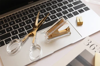Akrylové Zlaté Nůžky a Zlaté sešívačka kancelářské doplňky, kancelářské potřeby