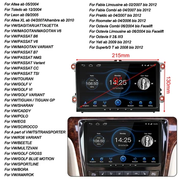 Android 8.1 Pro VW Passat Golf MK5 MK6 Jetta T5 EOS POLO autorádia Autorádio Octa Core 9inch IPS Dotykový, GPS, Bluetooth