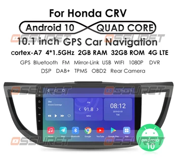 Android Auto Rádio GPS Přehrávač pro Honda CRV 2012 -Stereo Multimediální DVR Navigační Multimediální 10.1 Palcový Dotykový Displej, WiFi