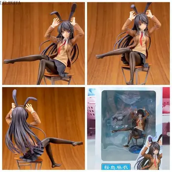 Anime 20cm Aniplex Rascal Není Sen, Zajíček, Holka, Sexy Senpai Sakurajima Mai Židle Ver. 1/7 PVC Akční Obrázek Model Hračka Nové