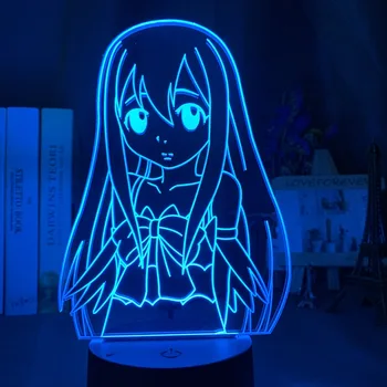 Anime Fairy Tail Natsu Dragneel a Erza Scarlet Objetí Noční Světlo Led Dotykový Senzor, Noční světlo pro Dítě Pokoj Dekor Stolní Lampa 3D