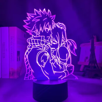 Anime Fairy Tail Natsu Dragneel a Erza Scarlet Objetí Noční Světlo Led Dotykový Senzor, Noční světlo pro Dítě Pokoj Dekor Stolní Lampa 3D