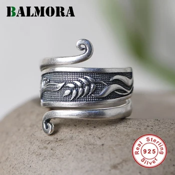 BALMORA Originální Real 925 Sterling Silver, Květina List Kroužky Pro Ženy Nastavitelný Otevřený Kroužek Valentýn je Den Dárek Šperky