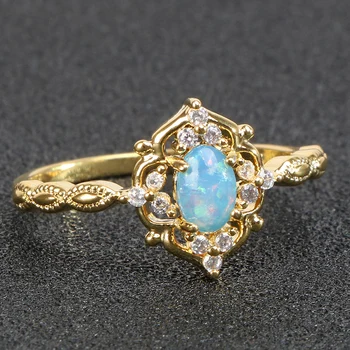 BIJOX PŘÍBĚH vintage 925 sterling silver šperky prsten opál drahokam prsteny pro ženy, svatební výročí dárek velikost 6-10