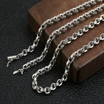 BOCAI Nové pevné S925 stříbrné vintage šest-postava mantra náhrdelník pro muže silná osobnost Muže náhrdelník řetěz Buddhistické šperky