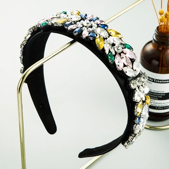 Barokní Multi Barevné Geometrické Crystal Čelenka pro Ženy Luxusní Simulované Pearl Černobílá Žena Svatební Party Vlasové Doplňky