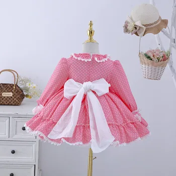 Batole Dívka španělská Princezna Šaty pro malé Dívky Narozeniny Lolita Růžové plesové Šaty kojenecké na Podzim Děti Boutique Šaty