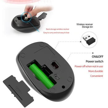 Bezdrátová Myš Ergonomická Myš Optické Myši 2.4 G s USB Přijímačem 1200/1600/2400 DPI pro Notebook PC