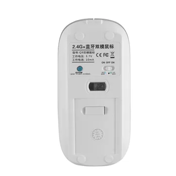 Bezdrátové 2.4 G + Bluetooth 4.0 Mouse Dobíjecí Ultra Tenký Tichý Mause Ergonomické 1200 DPI Optické Počítačové Myši Pro PC Laptop