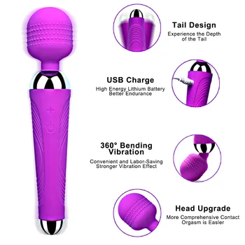 Bezdrátové Vibrátory AV Vibrátor Magic Wand pro Ženy Klitoris Stimulátor USB Dobíjecí Masér Sex Hračky pro Svalové Dospělé