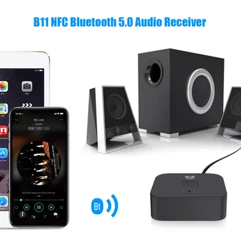 Bluetooth 5.0 Audio Přijímač s 3,5 mm Jack AUX NFC Bezdrátové Stereofonní Adaptér Auto na 2 RCA Stereo Reproduktor Audio Kit Auto ON/OFF Accer