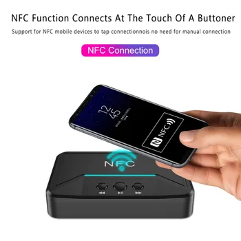 Bluetooth 5.0 Přijímač NFC Adaptér 3,5 mm RCA Audio AUX Výstup, Bezdrátové Bluetooth Dongle Stereo Receptor pro Zesilovač Reproduktoru