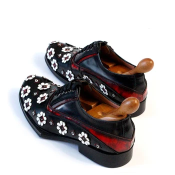 Bullock klasický high-end čistá ručně vyráběné kožené pánské boty svatební červené cherry šití pánské obuvi