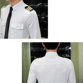 Bílé Pilot Uniformy, Košile Muži 2021 Podzim Dlouhý Rukáv Slim Fit Ležérní Šaty Košile pro Muže Office pracovní Oděvy Oděvy