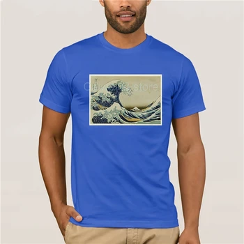 Bílé pánské krátký rukáv t-shirt Velká Vlna Japonský Dřevořez Tisk Hokusai Umění letní Módní T-shirt