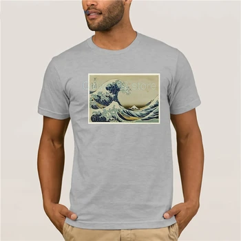 Bílé pánské krátký rukáv t-shirt Velká Vlna Japonský Dřevořez Tisk Hokusai Umění letní Módní T-shirt