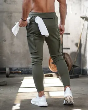 Běžci Muži 2020 Streetwear Kalhoty Více Kapes na Zip Svalové Pánské Kalhoty , Tepláky Tepláková souprava 20CK19