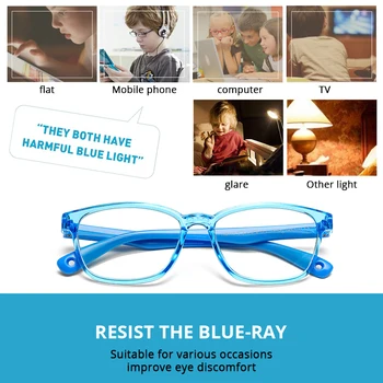 COASION TPEE Flexibilní, Nerozbitné Anti Blue Light Blokuje Brýle, Děti, Hraní Počítačových her, Brýle pro Chlapce, Dívky ve Věku 3-12 CA1610