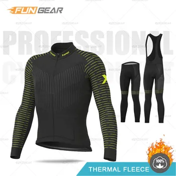 Cyklistické Oblečení 2020 Pro Tým Zimní Tepelné Jersey Set MTB Muži Dlouhý Rukáv Závodní Jednotné Silniční Kolo Venkovní Jízda Sako Oblek