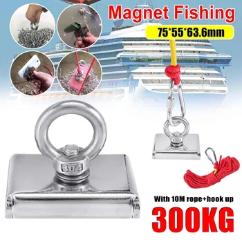 D75 300KG Silný Hrnec Magnet Rybaření Magnet Hluboké Moře Zachránit Magnetický Háček Permanentní Neodymové NdFeB Magnetické Rybaření Nástroj+Lano