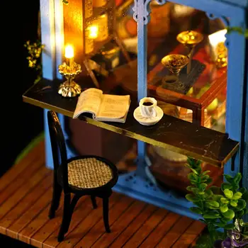 DIY Doll House Rose Garden Cake Shop 3D Dřevěné Miniaturní Domeček pro panenky S Nábytkem Dort Panenka Model Dětské Hračky Dívky Dárek k Narozeninám
