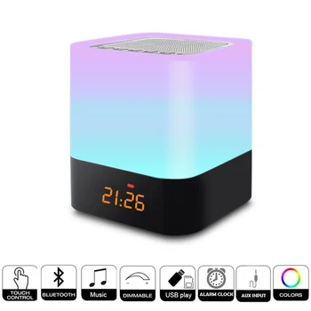 DONWEI Dobíjecí RGB Noční osvětlení Krytý Noční Atmosféru Lampa Podpora Budík, Bluetooth Reproduktor pro Přehrávání Hudby Funkce