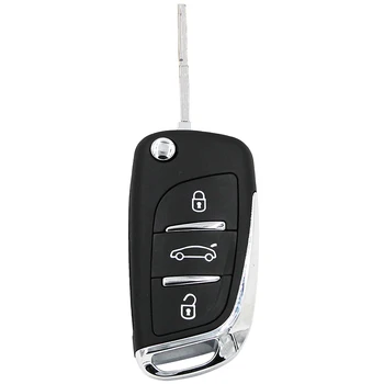 DS Styl Skládací Klíč pro Peugeot 206 206CC 207 3 Tlačítka Keyless Entry Dálkové Fob Klíč 434MHZ