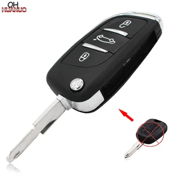 DS Styl Skládací Klíč pro Peugeot 206 206CC 207 3 Tlačítka Keyless Entry Dálkové Fob Klíč 434MHZ