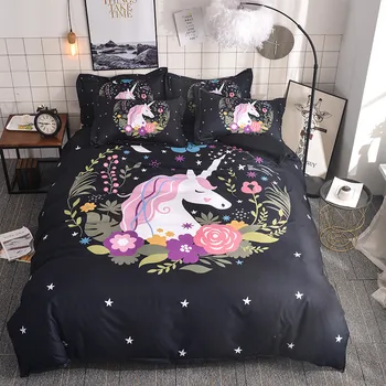 Denisroom Unicorn Ložní prádlo Set Dívka Peřinu Sady Královna Šidítko Sady Dvojčata přehoz přes postel postel XY76#