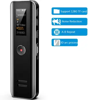 Digitální Hlasový Záznamník Zvuku záznam Zvuku Dvojité Mikrofony Inteligentní LCD Displej, Redukce Šumu, USB Dobíjecí Černá