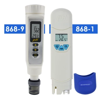 Digitální pH a Teploty Metr 0.0-14.0 pH Rozsah, Duální Displej IP65-IP67 Vodotěsný A Prachotěsný Vestavěným-v ATC Vysoká Přesnost