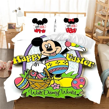 Disney Mickey mouse Sada Povlečení Velikonoční dekorace pro domácí Queen King Size Peřinu sady Velikonoční vajíčko Šidítko Lůžkoviny Sady