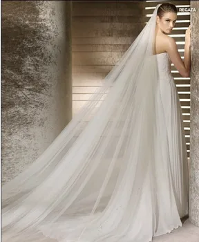 Docela 2016 nový svatební závoj štědrý super-měkké ne-ozdůbky dlouhý závoj může být upravena 5 m, 10 m, může být přizpůsoben doprava zdarma