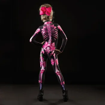 Dospělé Dítě, Matka Dcera Halloween Kostra Cosplay Kombinéza Růžová Rose dámská Sexy Lebka Strašidelný Kostým Dívka 3D Tisk Kombinézu