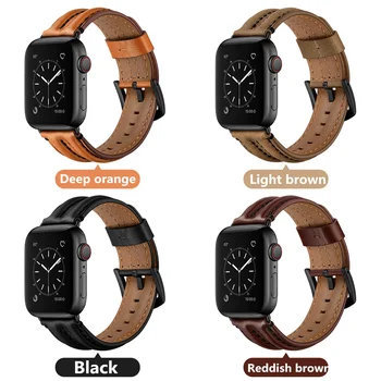 Dva-kýl Design Popruh pro Apple Watch Band Série 6 5 4 3 2 SE Muži/Ženy Real Kožený Náramek pro iWatch 44 mm 40 mm 38/42mm Pásek