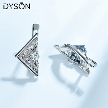 Dyson 925 Sterling Silver Náušnice Pro Ženy Geometrické Trojúhelník Čirý Zirkon Jednoduchý Design Klip Náušnice Nové Strany Jemné Šperky