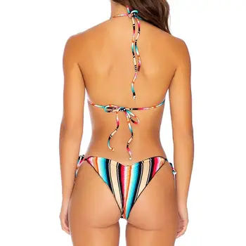 Dámské módní sexy string halter pruhované Bikiny mini mikro biquini push up brazilské plavky ženy plavky přivedla de bano xl