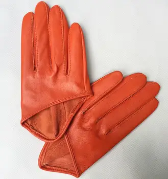 Dámské přírodní ovčí kůže růžové barvě polovina dlaně rukavice ženské originální kožené módní krátké řidičské rukavice R1171