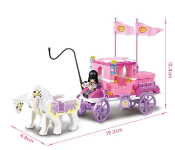 Dívka Série Růžový Sen Princezna Královský Kočár Vůz, Model Koně, Vozidla, Stavební Bloky Hračky Sluban 0250 Pro dívku, Dítě