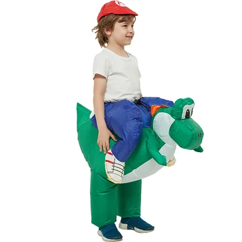 Děti Nafukovací Kostým Halloween Dinosaurus Cosplay Maškarní Vzduchu Vyhodit Mario Brothers Na Koni Yoshi Karnevalové Kostýmy Pro Dospělé