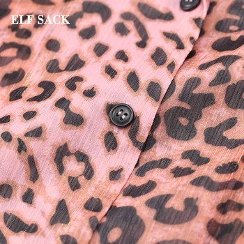ELFSACK NÁS FBA Místní Doručení Leopard Tisk Ležérní Ženy Šifon Tričko 2020 Podzim ELF Streetwear korejský Dámy Ženy Topy