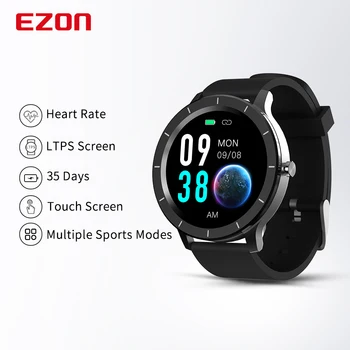 EZON L829 Chytré Hodinky Monitor Srdečního tepu, Sledování Spánku 1.3 Palcový Dotykový Displej IP68 Digitální Sportovní Hodinky