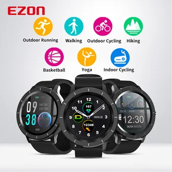 EZON L829 Chytré Hodinky Monitor Srdečního tepu, Sledování Spánku 1.3 Palcový Dotykový Displej IP68 Digitální Sportovní Hodinky