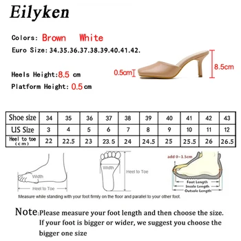 Eilyken 2021 Nové Letní Žen, Přezůvky Náměstí toe Dámy podpatek Mul sexy tenké vysoké podpatky Čerpadla skluzavky žena módní žena boty