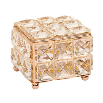 Evropské Crystal Náušnice Prsten Úložný Box s Víkem Rtěnku, Šperky vitríny