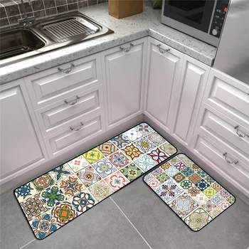 Evropský styl Mozaiky splice květina Kuchyň mat non-slip dveře mat Ložnice pás lůžka koberec tisk koberce, plyšové podlahové rohože