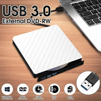 Externí USB 3.0 DVD RW CD-Writer Slim Uhlíku Obilí Disk Hořák bílá černá Čtečka Přehrávač Pro PC Laptop Optická jednotka