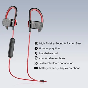 FANATIK H12 Sportovní Bluetooth Sluchátka, 5.0 Sweatproof Sluchátka Bezdrátové Sluchátka 8H Přehrávání Headset pro mobilní telefon